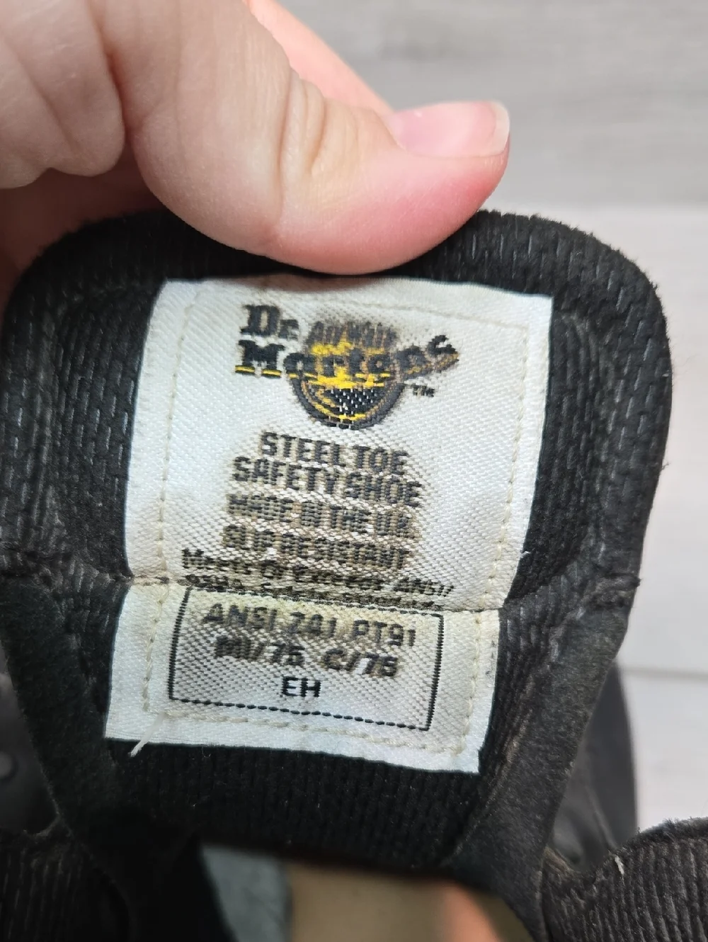 Vintage Dr.Doc.Martens Mens 7735 Black Lace-Up Steel Toe Work Boots Sz UK 7 US 8